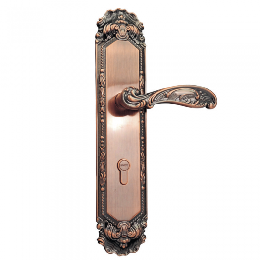 European Style Copper Wooden Front Gate Handle Set Key Door Lock